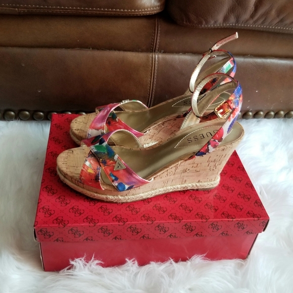 Guess Multi-Colored Floral Open-Toe Wedge - Picture 4 of 8